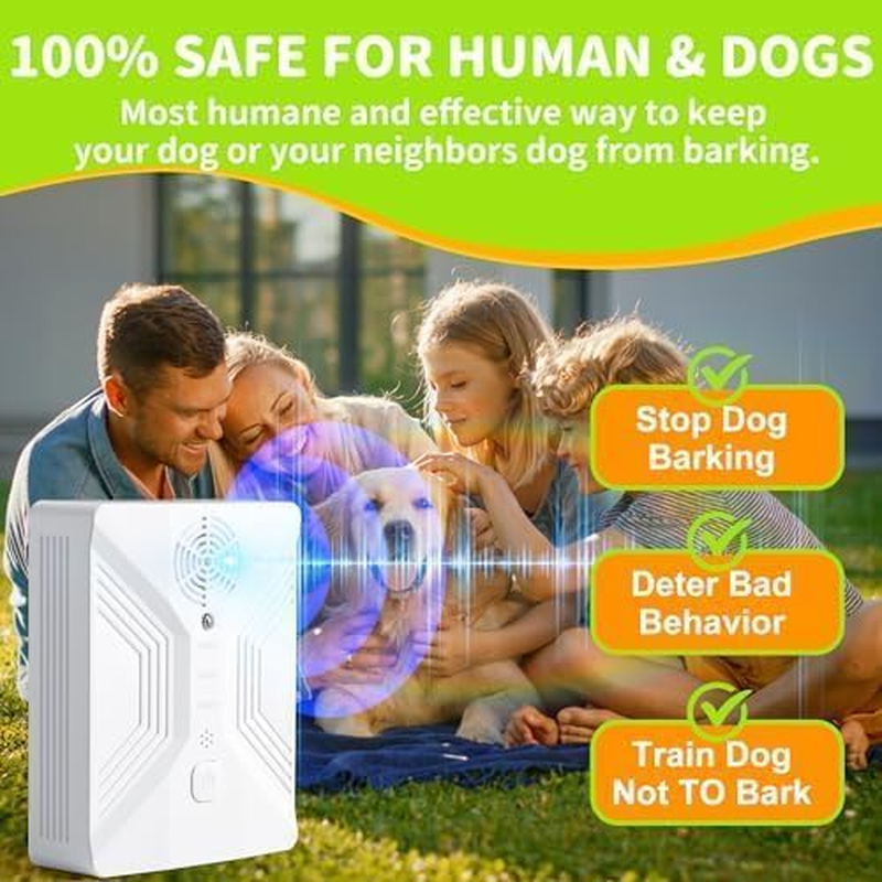 Anti Barking Device, Ultrasonic Dog Barking Control Devices up to 50 Ft Range with 3 Modes, Rechargeable Dog Barking Silencer (White-1)