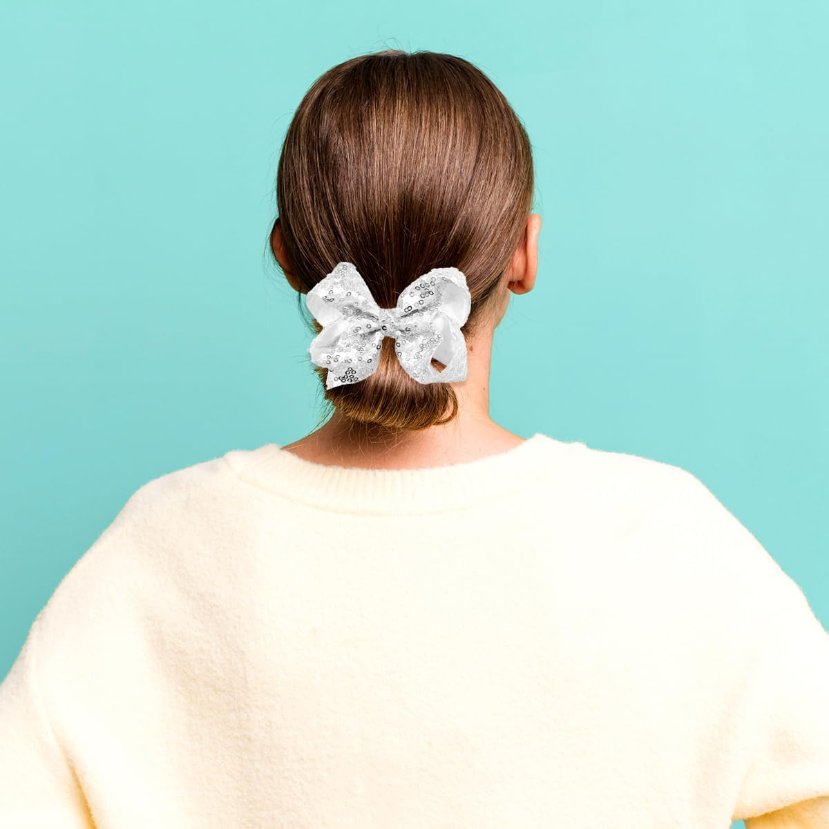 TEAONE Glitter Hair Bows, 2 PCS Sparkly Bows for Birthday, Party, Performance (10Cm/4In) image number 5