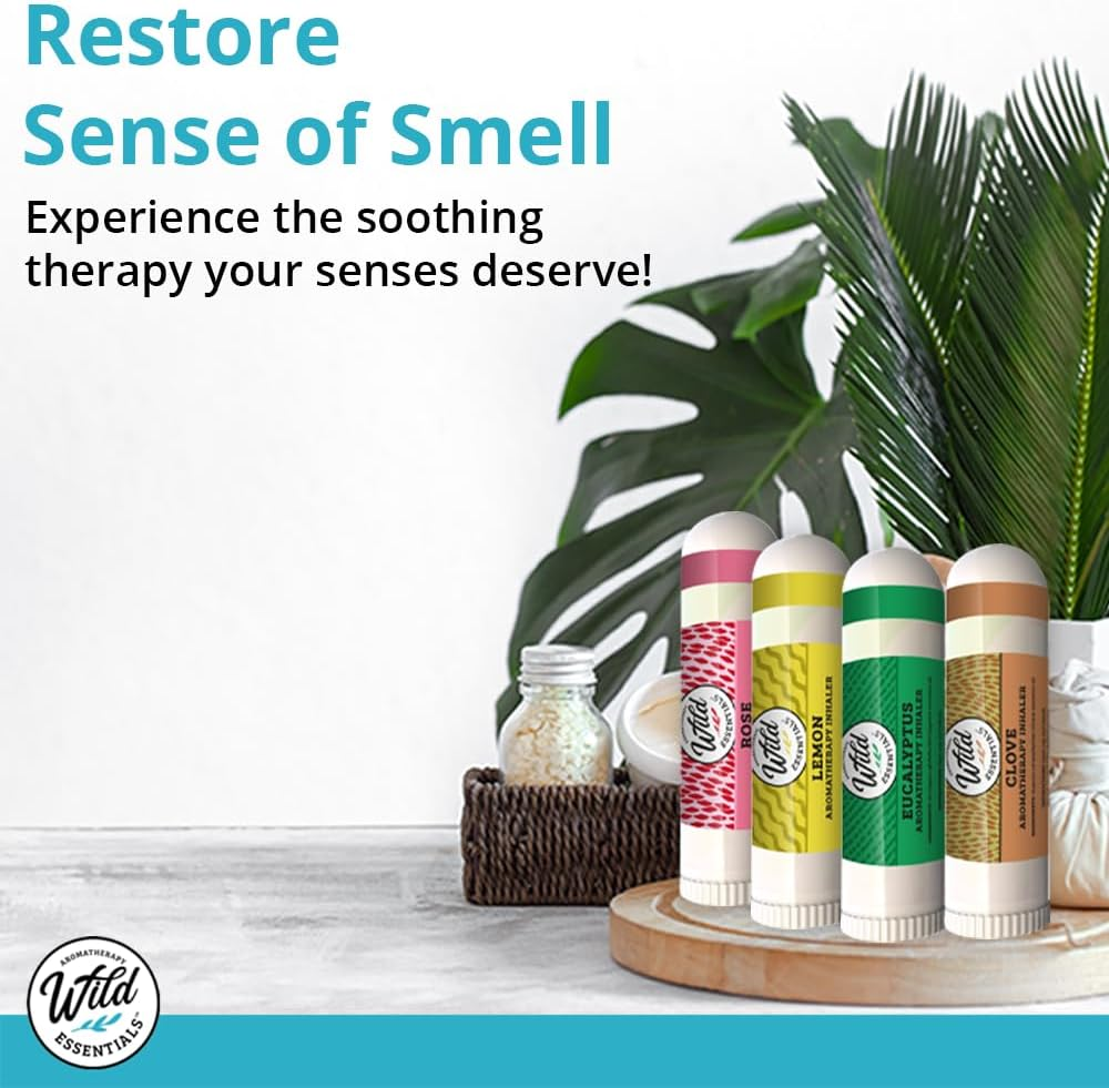 Wild Essentials Smell Retraining Kit Nasal Inhalers, Made in the USA, Pure Essential Oils, Olfactory Therapy, Loss of Smell, Aromatherapy White, White, Small-Medium