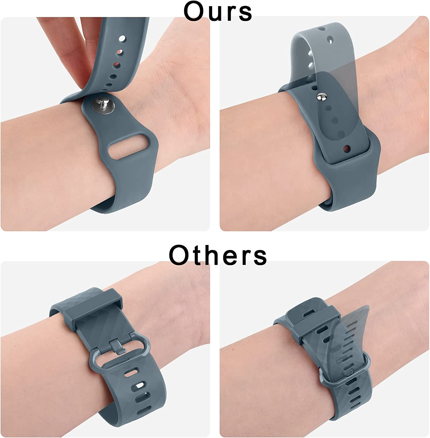 [4 Pack] Silicone Bands for Fitbit Versa 4, Versa 3, Sense 2 and Sense - Soft Adjustable Sport Wristbands for Women/Men