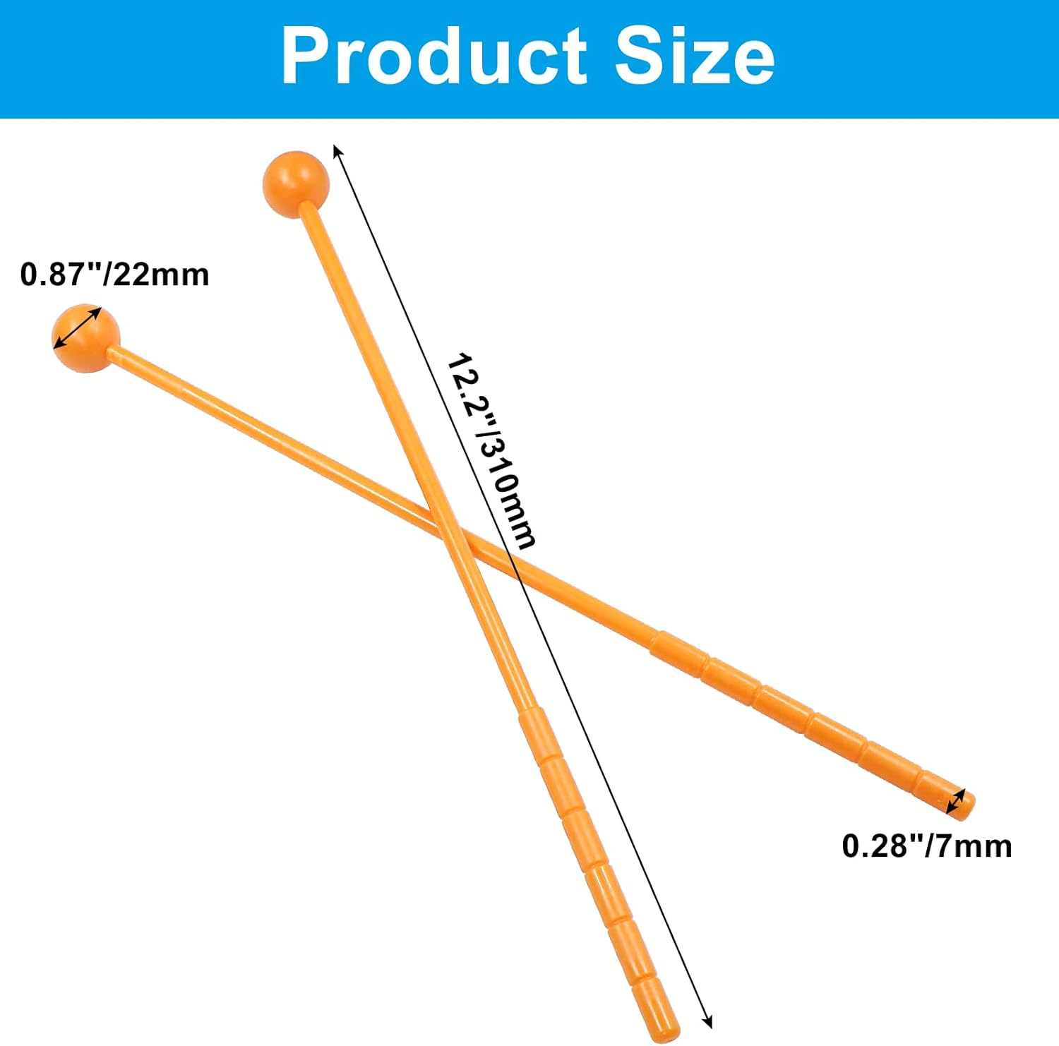 10Pcs Plastic Glockenspiel Mallets 12.2 Inch Bell Mallets Xylophone Mallets Drum Percussion Sticks for Xylophone Drum Instrument Band, Orange image number 3