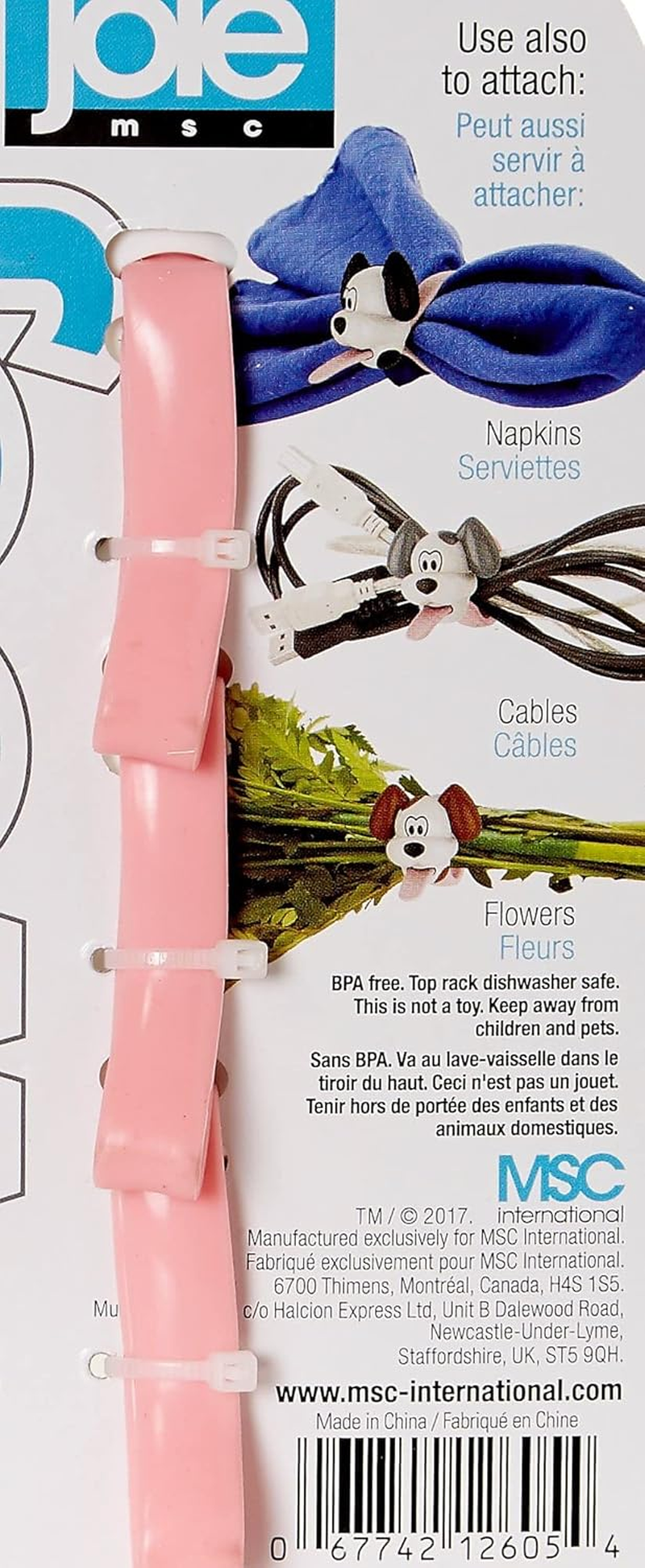 Joie Woof Bag Ties, Dog Themed, Keep Bags Closed, Organize Cords, Multi-Use, Set of 3, White