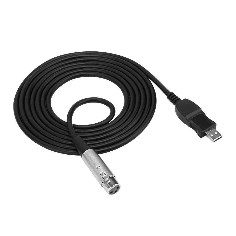 USB to XLR Cable, USB Male to XLR Female Microphone Mic Studio Audio Link Cable Adapter Black Audio Video Accessories USB Microphone Cable image number 6