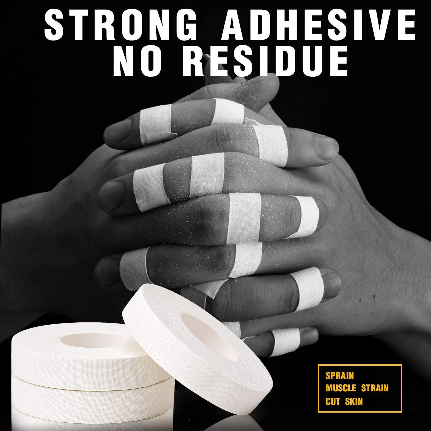 Athletic Finger Tape, Strong Athletic Tape for Grappling, Brazilian Jiu Jitsu (BJJ), Judo, Rock Climbing,Bouldering, Crossfit and Martial Artsand MMA, 0.3 in X 45 Feet, 10 Rolls per Pack (White) image number 6