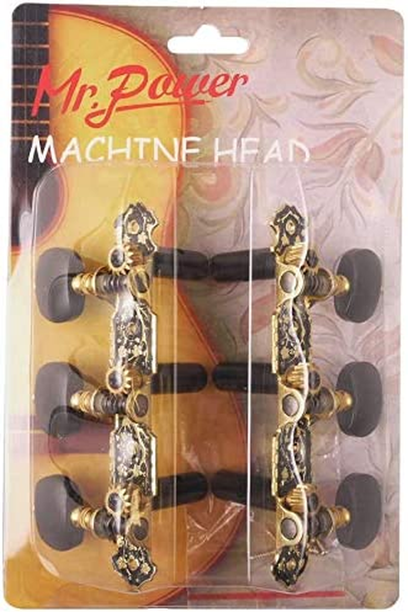 Mr.Power Classical Guitar Tuners Machine Heads 3+3 Set Tuning Keys Machine Pegs(Black Button) image number 6