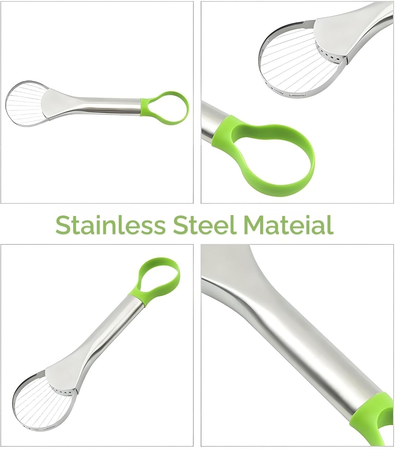 3-In-1 Avocado Slicer Tool, Emptycolor Stainless Steel Avocado Cutter, Pitter & Peeler, Multi-Function Avocado Tool for Slicing, Scooping, and Pit Removal, Kitchen Gadget with Green Plastic Handle image number 3