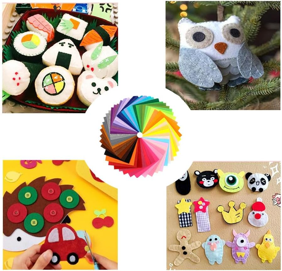 Wanfoou 40 Coloured Felt Fabric Sheets, 1Mm Felt Squares, 20X30Cm, Multicolor, Polyester/100%, Solid, Craft Felt Fabric Sheets image number 1