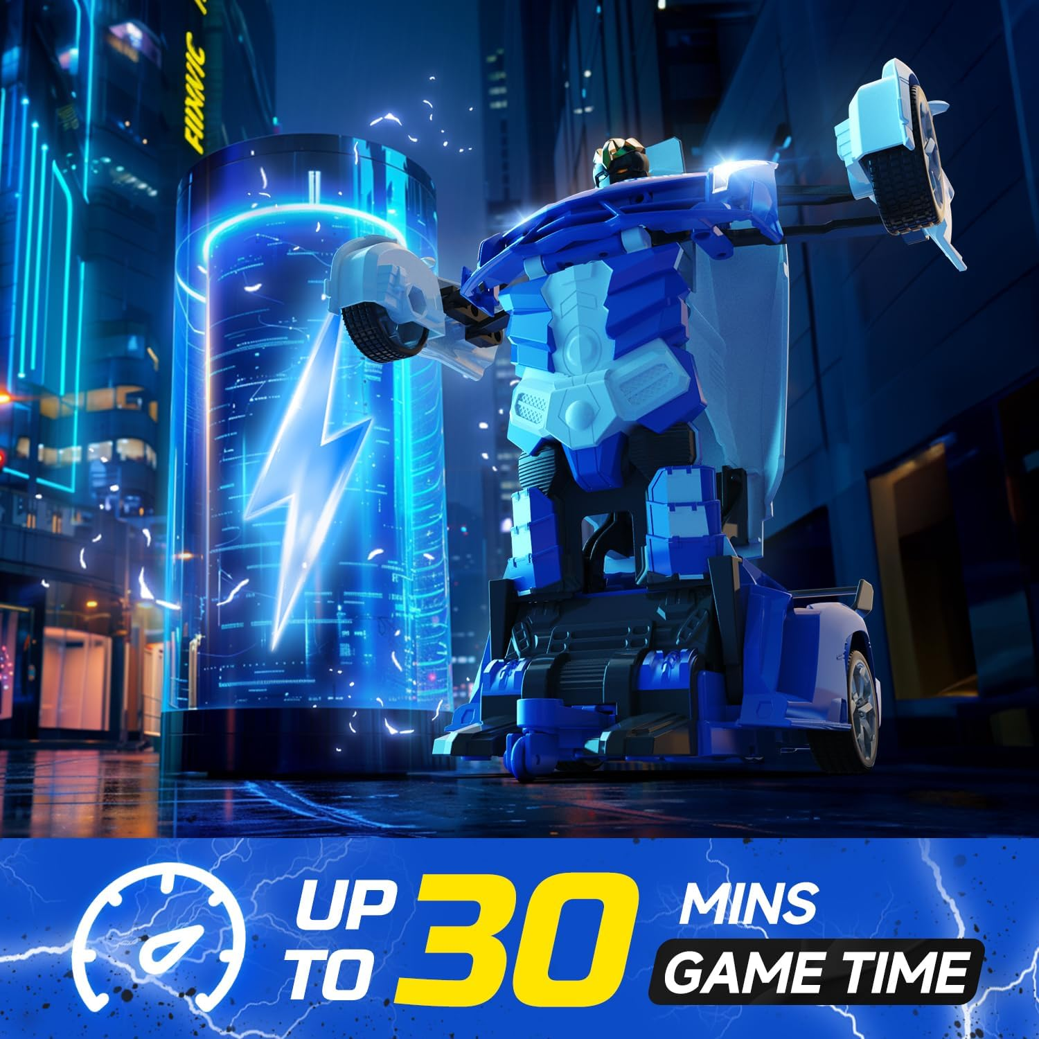 DEERC RC Police Car Transform Robot, 2.4Ghz Remote Control Police Cars for Kids, 1:18 Scale Robot Toy Car W/One-Key Transformation, 360&deg; Rotation, Auto Mode, Rechargeable Battery, Robot for Man Boys image number 5