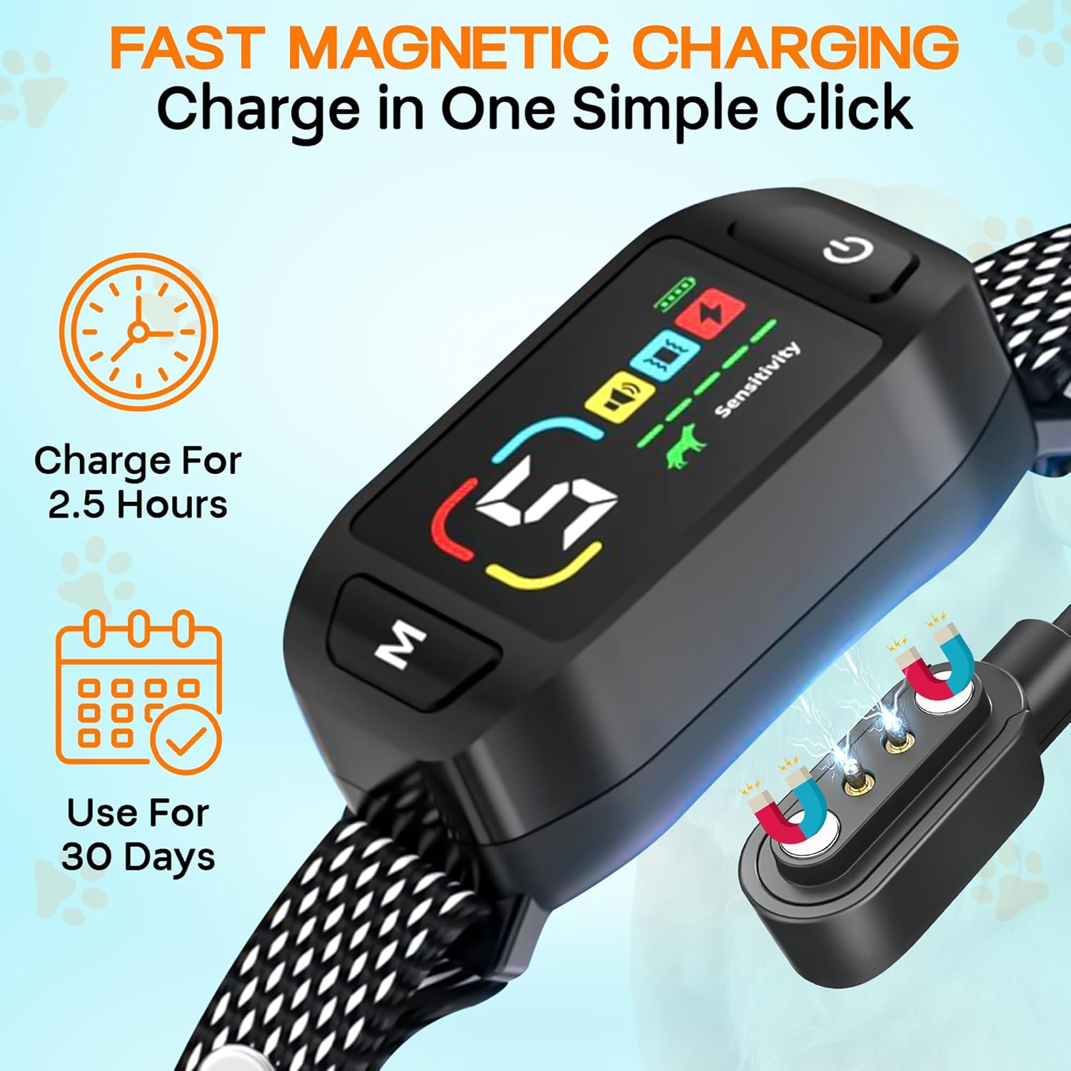 Dog Bark Collar for Small, Medium, and Large Dogs &ndash; Rechargeable Smart Collar with 5 Adjustable Sensitivity Levels, Beep & Vibration Modes &ndash; Includes Training Combo Set (Collar with Clicker & Whistle) - Collar With Whistle image number 6