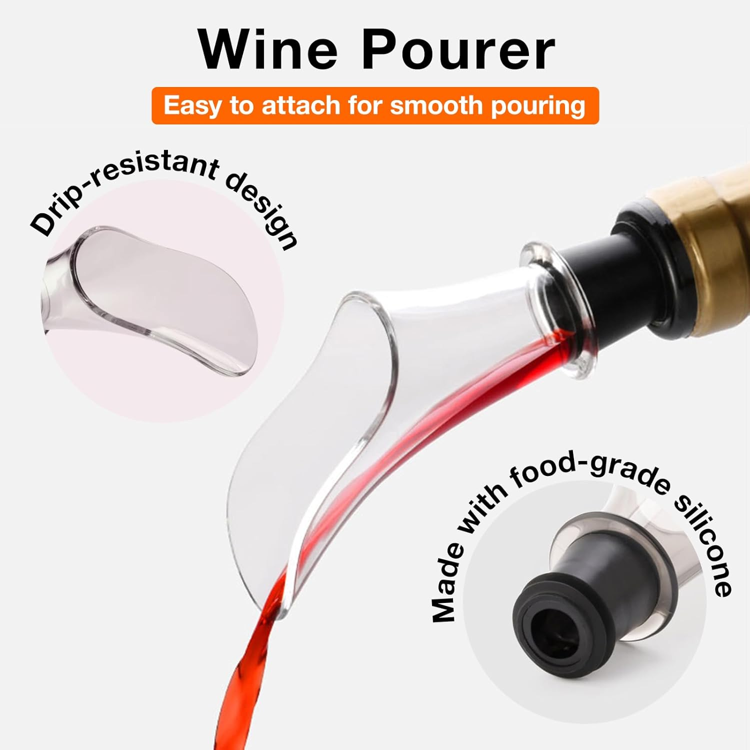 Electric Wine Opener 4-In-1 Set, Vacuum Wine Stopper, Pourer, Foil Cutter, Corkscrew, Battery Operated, Wine Aerator, Easy Wine Cork Removal to Storage(Sgs) image number 4