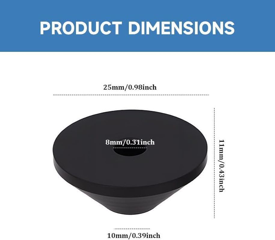 8Pcs Toilet Seat Fittings, M8 Non Slip Rubber Washers and Toilet Hinge Fitting Replacement Conical Washers for Loose Toilet Seat, Black Stabilisers image number 2