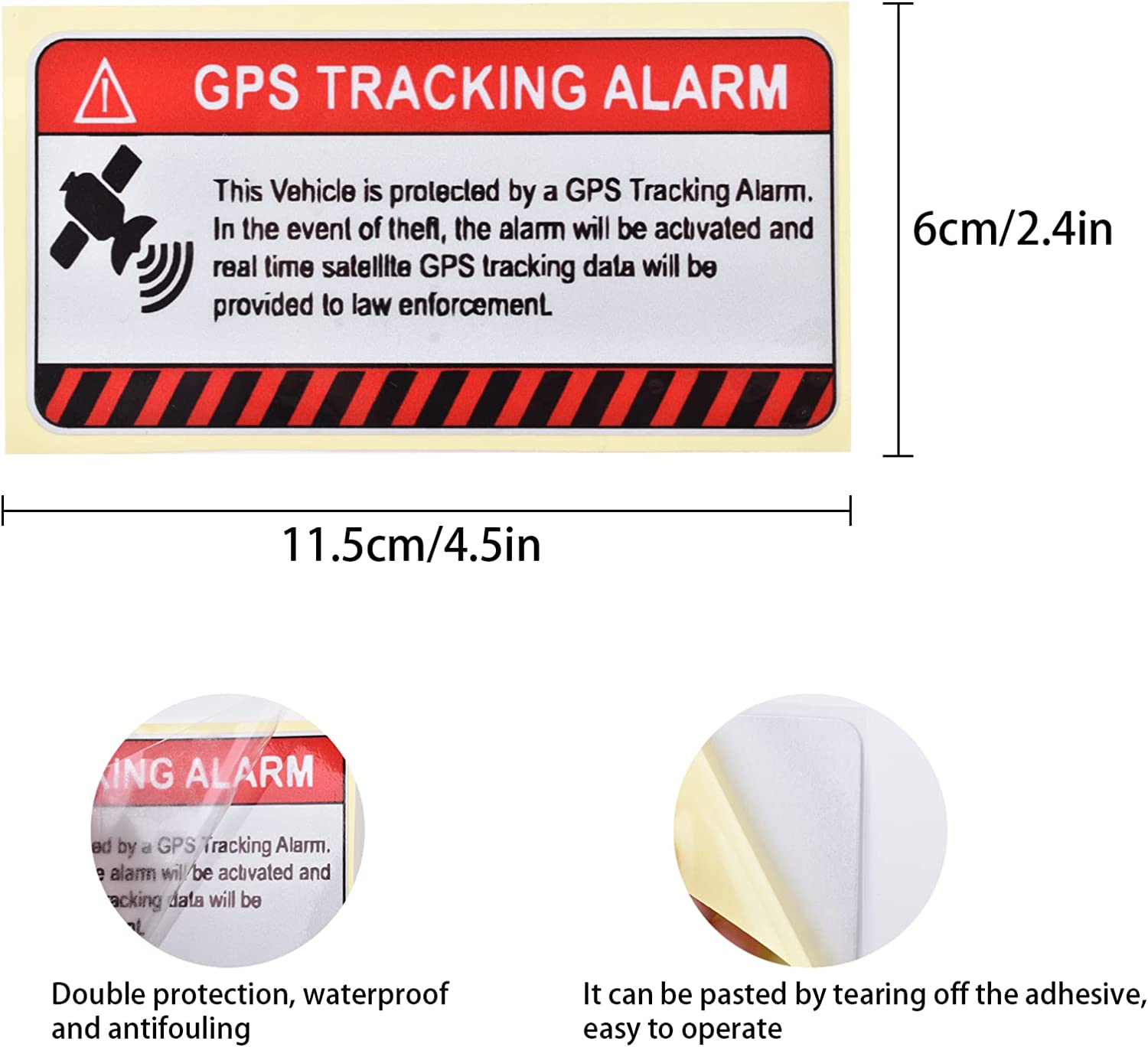 10 Pcs GPS Tracking Sticker, Car Alarm Sticker, Self Adhesive Anti-Theft Car Decals with GPS Tracking Warning Sign, 2 X 4 Inch image number 4