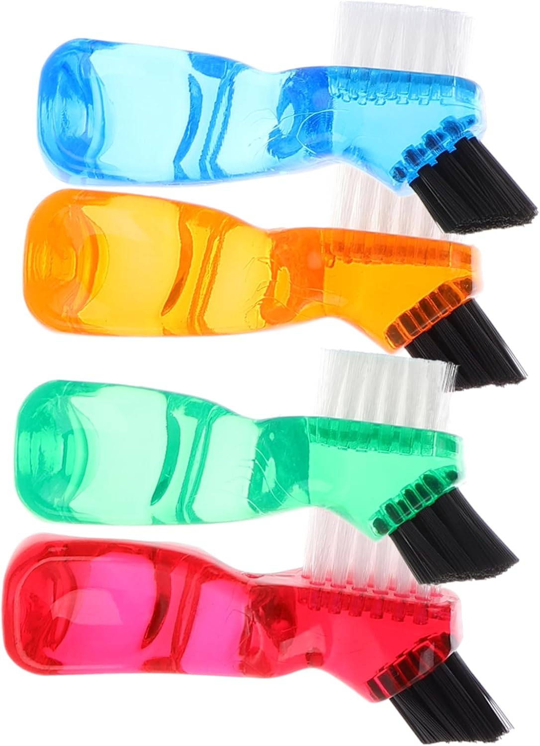 SAFIGLE 4Pcs Denture Brush and Dental Retainer Cleaner Set with Hard Bristles, Short Handle False Teeth Cleaning Toothbrush for Oral Care and Dental Hygiene in Blue Green Red Orange image number 4