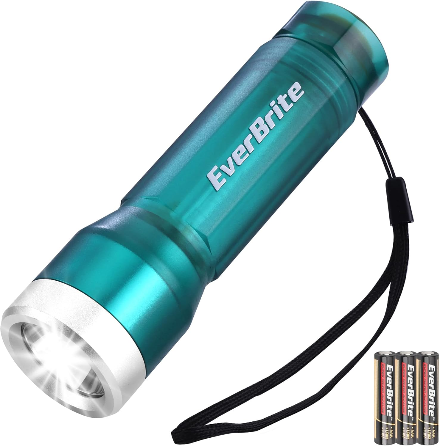Everbrite Mini Flashlight, LED Flash Light with 3 Modes, 3 AAA Batteries Included, Water-Resistant Small Flashlight for Emergencies and Camping, Green, 1 Pack
