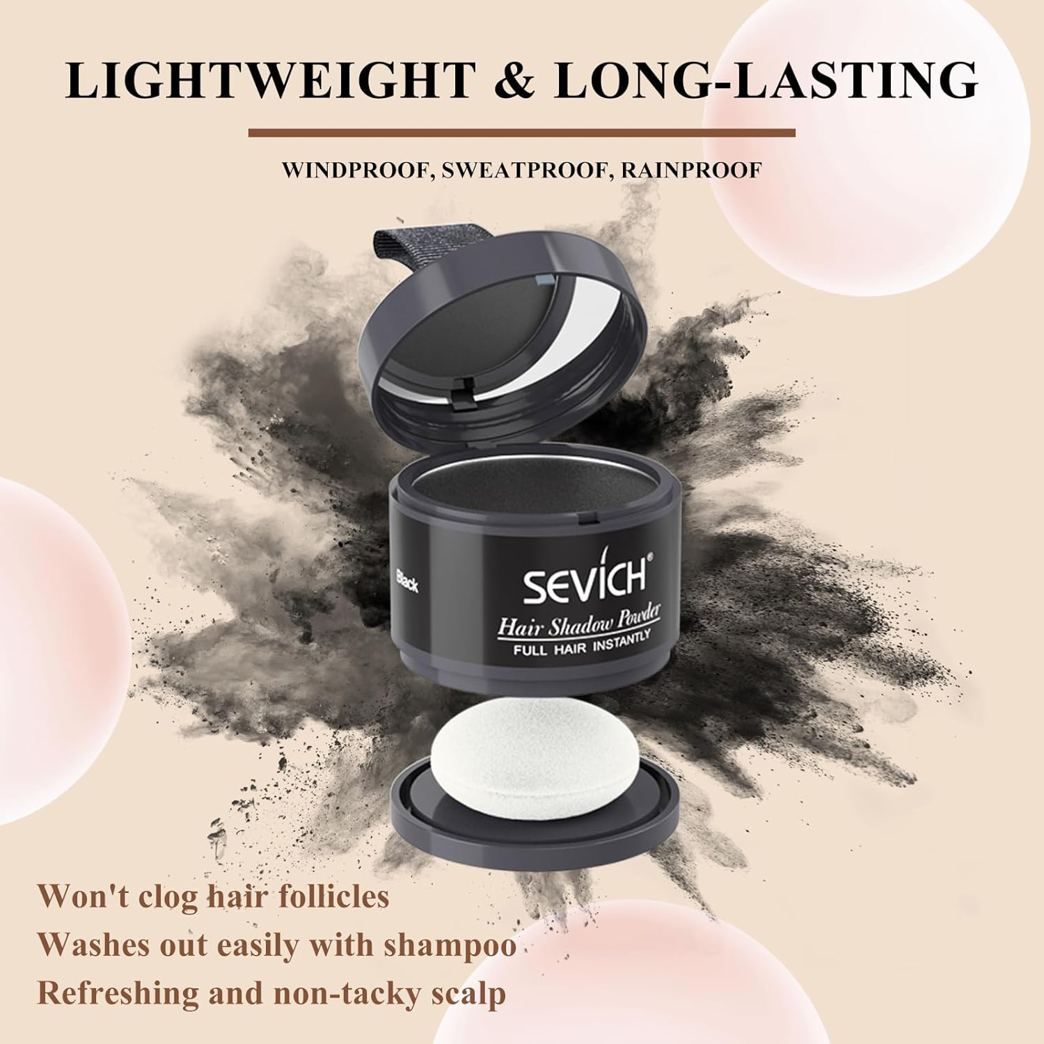 SEVICH Instantly Hairline Shadow - Hairline Powder, Quick Cover Grey Hair Root Concealer, Eyebrows & Beard Line, Hair Root Touch up for Thinning Grey Hairline, Windproof&Sweatproof, Black image number 4