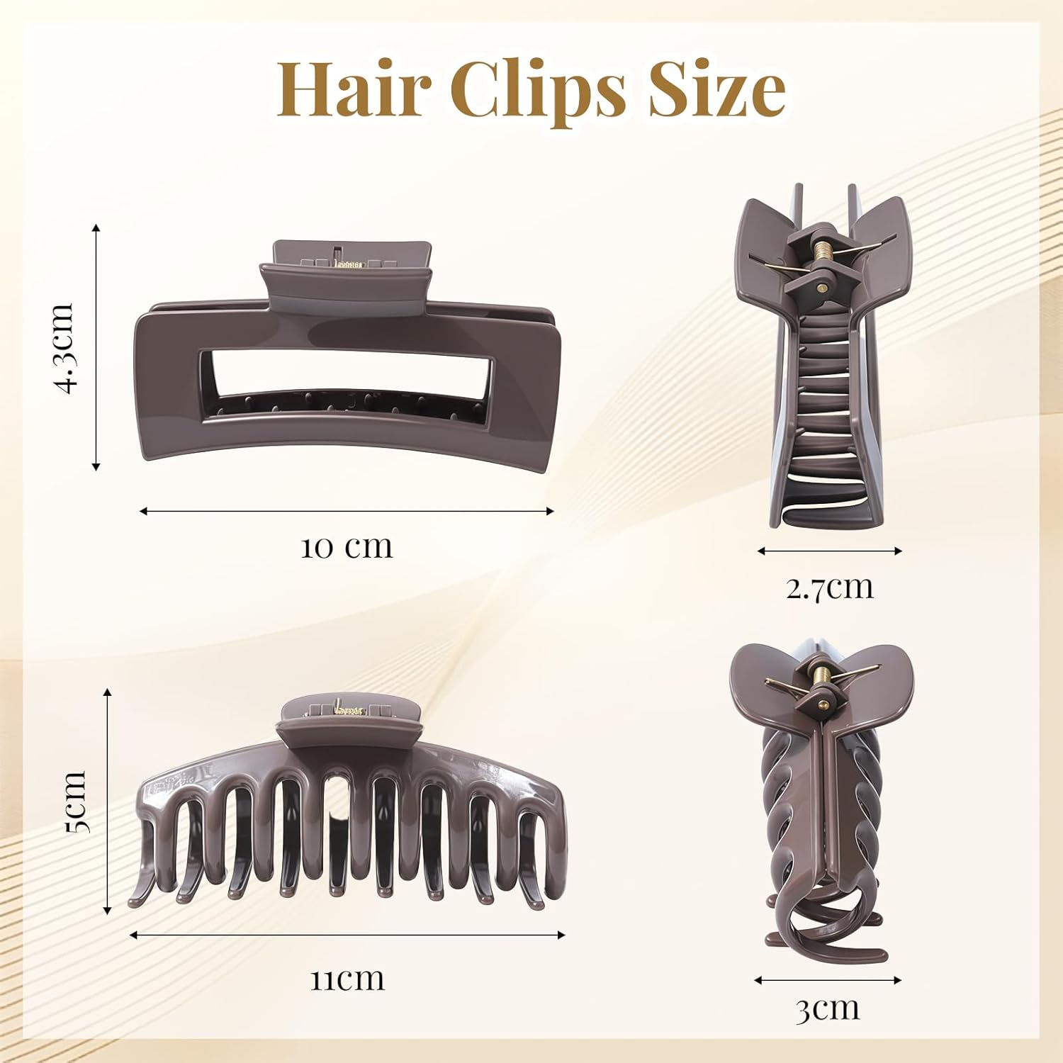 Auroriel 4 Pack Silicone Flexible Hair Claw Clips Non-Slip Large Bendable Claw Clips Soft Hair Clamps for Thin and Thick Hair Black image number 1