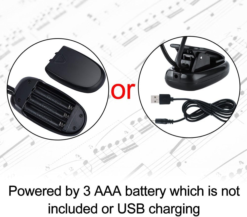 Music Stand Light Clip On, LED Musician Lamp, Rechargeable Super Bright Clip on Piano Lamp with Adjustable Neck, Dual Heads Book Light for Piano, Reading, Sewing (6 Lights) image number 2