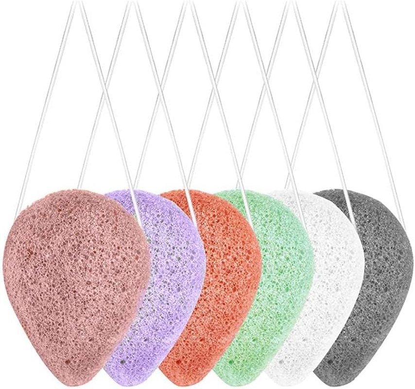 6Pcs Konjac Bath Sponge,Organic Konjac Cleansing Facial Sponges Set,Cordate Facial Sponges，Polychrome Face Sponges for Gentle Face Cleansing and Exfoliation (Droplet Shaped) image number 4