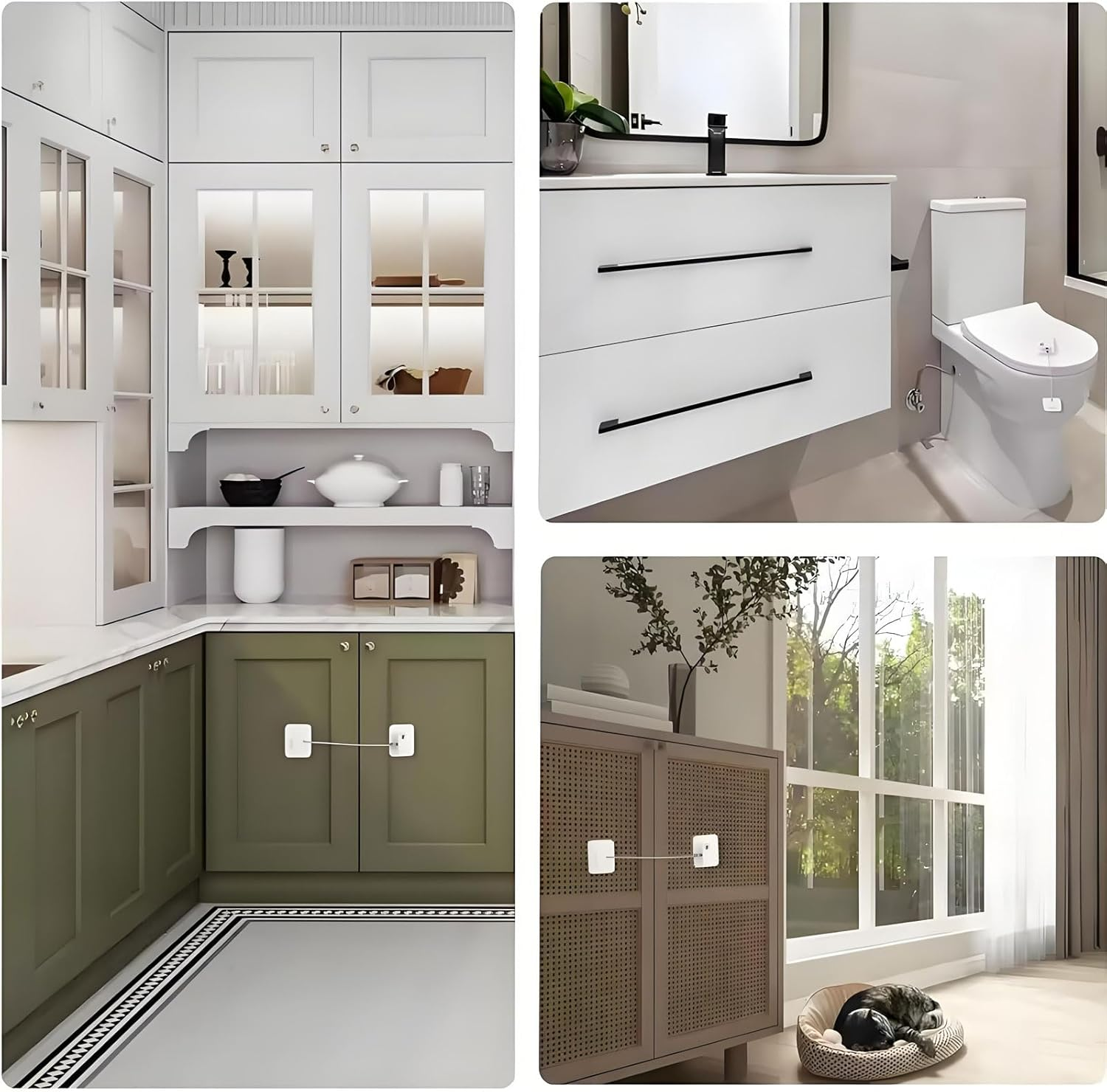 4Pack Refrigerator Locks with Keys,Self Adhesive Baby Proofing Fridge Latch Stainless Steel Zinc Alloy Strong Adhesive Lock for Refrigerators Freezers Dryers Washers Cabinets Drawers Windows image number 6