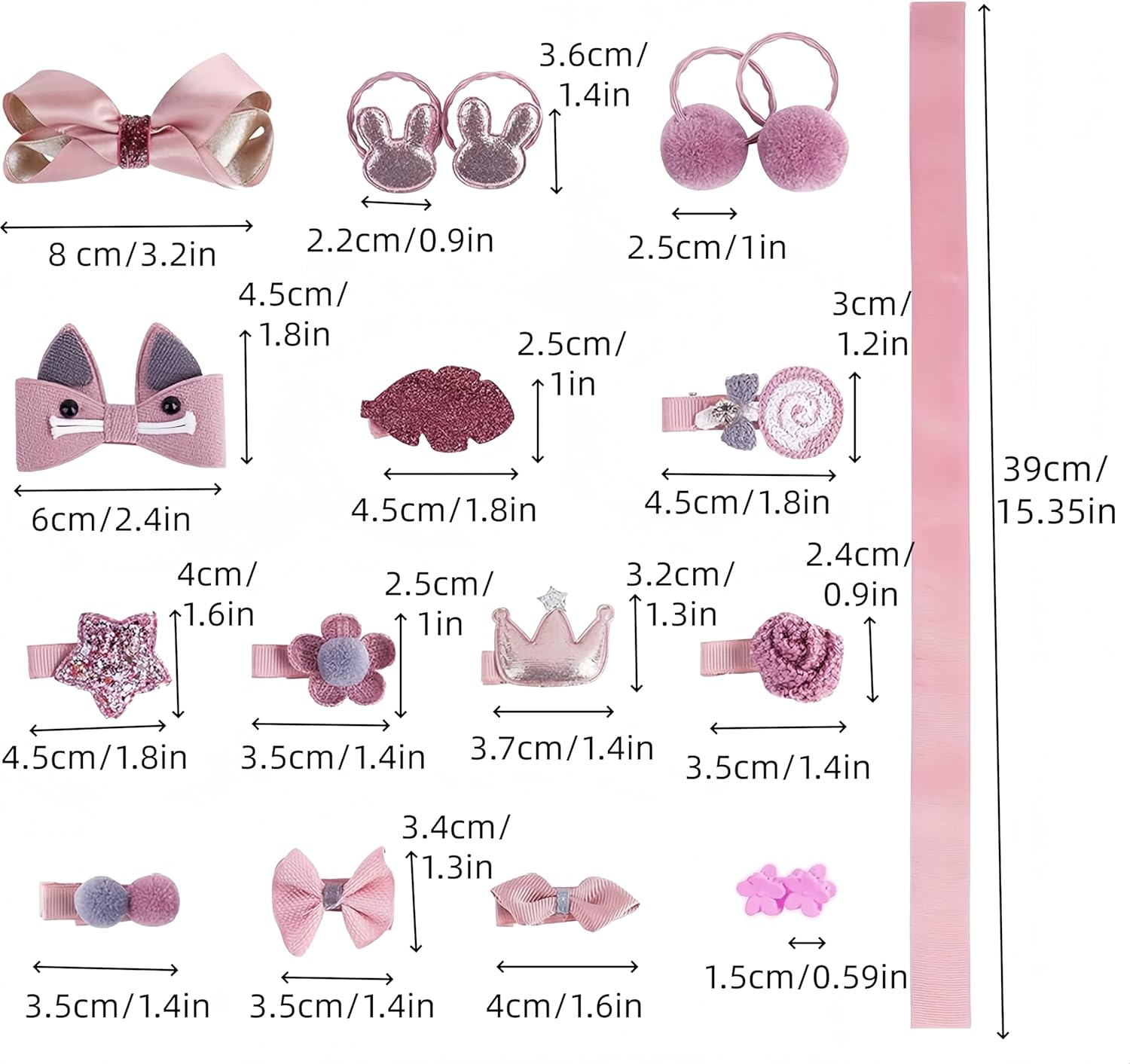 Little Girl Hair Accessories Gift Set,18 Pieces Pink Baby Girls Assorted Styles Hair Ties Hairpins,Baby Girl'S Hair Clips,Holder Hairpins Set Girls,For Baby Girls Teens Toddlers image number 1