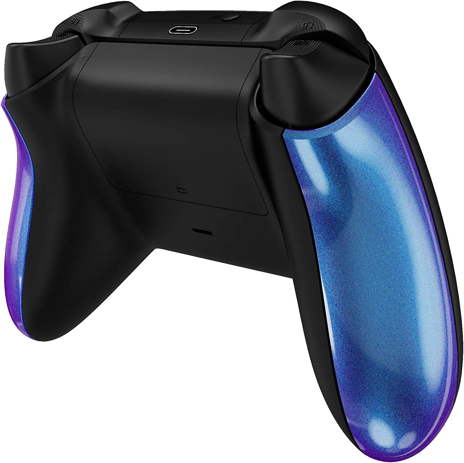 Extremerate Chameleon Purple Blue Back Panels, Comfortable Non-Slip Side Rails Handles, Game Improvement Replacement Parts for Xbox Series X/S Controller - Controller NOT Included
