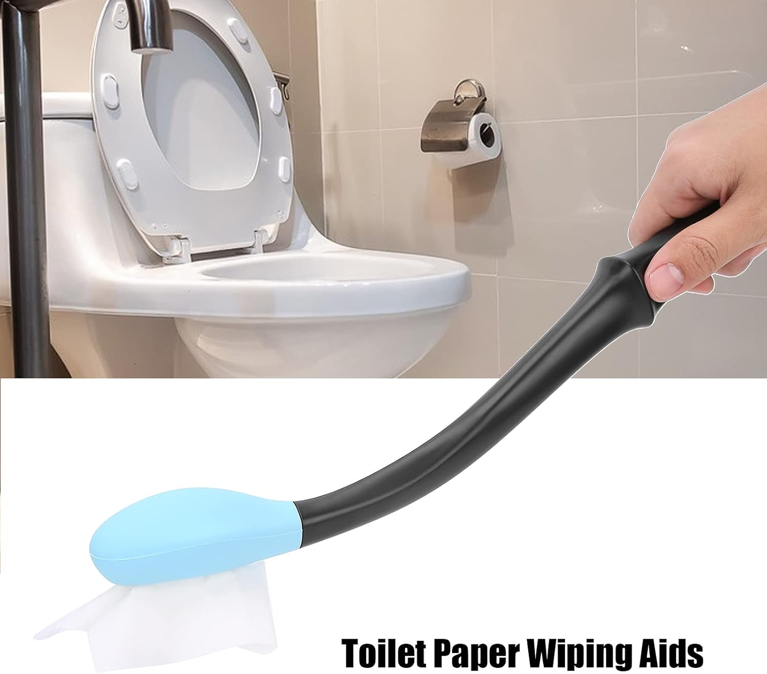 Jiawu Toilet Aids Tool, 15.7" Long Reach Comfort Toilet Wiping Aids Tools, Toilet Aids for Wiping, Self Assist Bathroom Bottom Buddy Wiping Toilet Aid(#1) image number 1