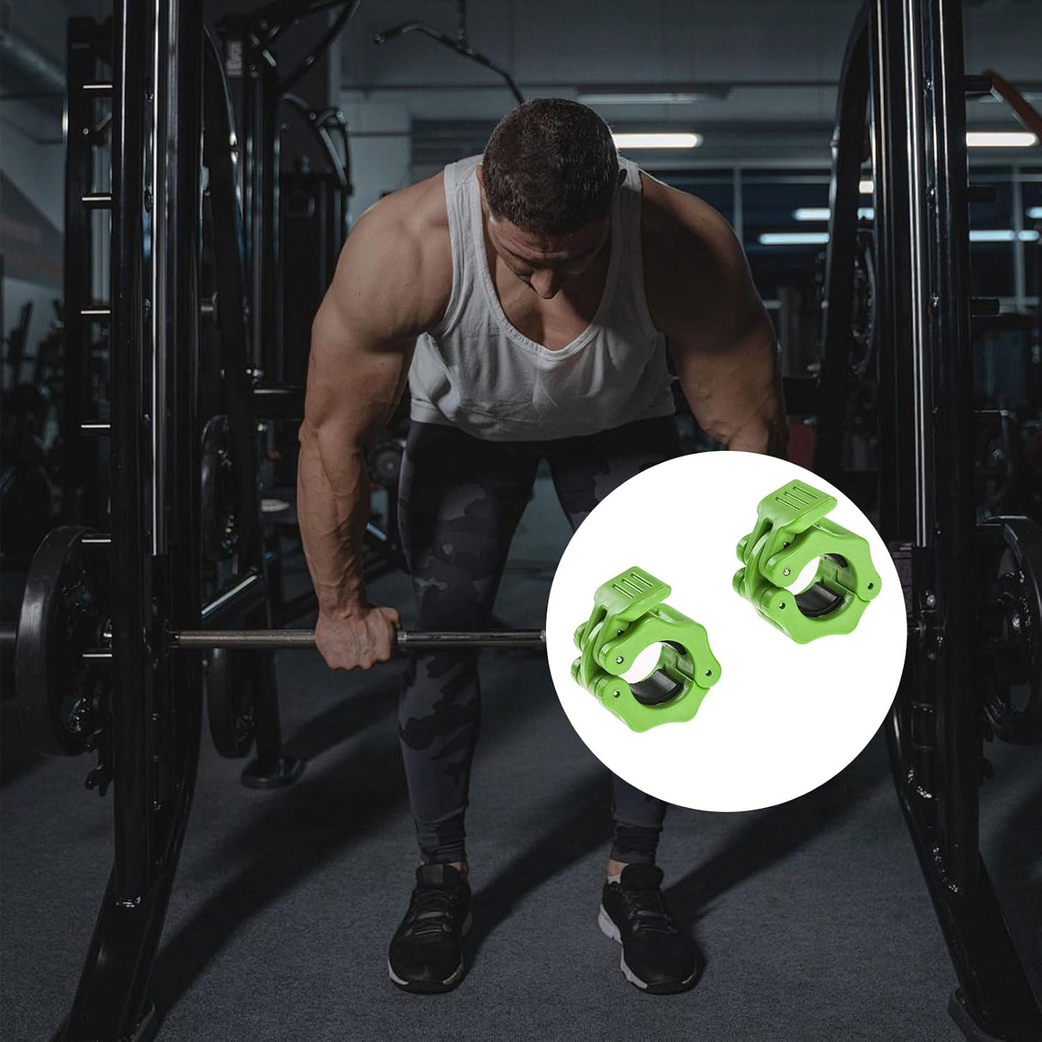 Leralsta Barbell Clamps 1 Inch, Exercise Collars 1"(25Mm) Quick Release Pair of Locking Collar Clips for Workout Weightlifting Fitness Training (Green)