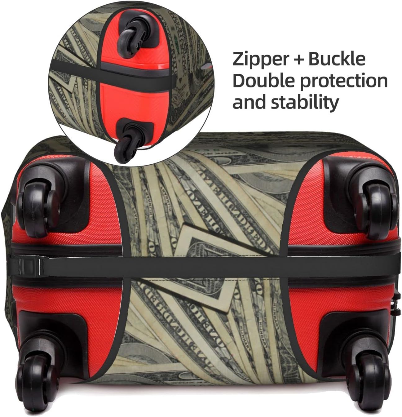 Us Dollar Money Luggage Cover Washable Suitcase Protector Anti-Scratch Suitcase Cover Fits 18-32 Inch Luggage image number 4