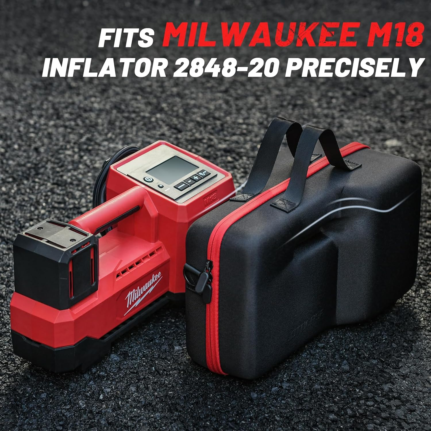 Air Compressor Hard Case for Milwaukee M18 Inflator 2848-20, Air Pump Storage Carrying Bag for Milwaukee Tools - Included Neck Strap image number 3