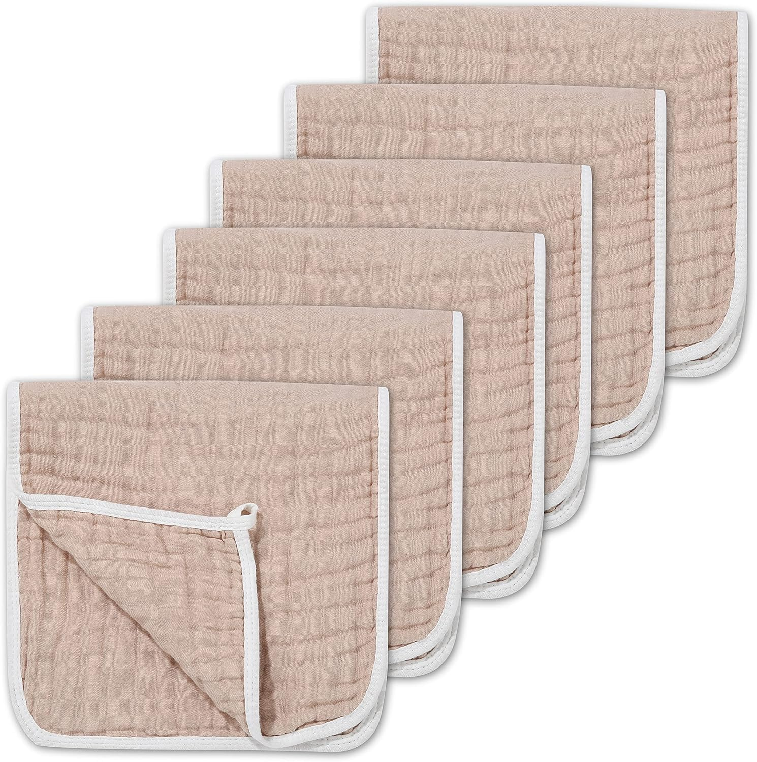 Muslin Burp Cloths for Baby Drooling - Extra Large 20X10 Inch, 6-Ply 100% Cotton, Super Soft & Absorbent - Multipurpose for Feeding, Burping, Gentle on Skin (Brown, 6 Count) image number 2
