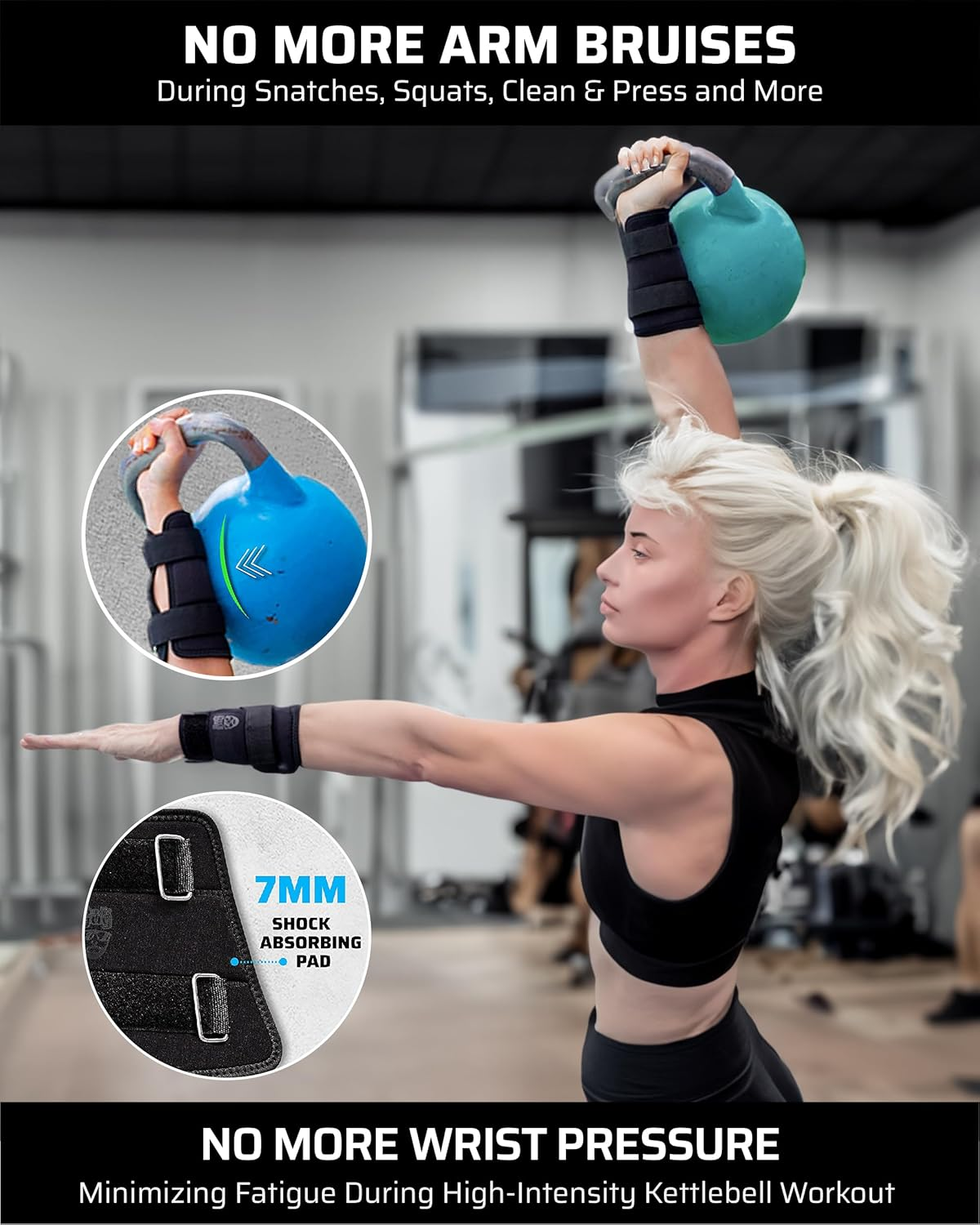 THEFITGUY Kettlebell Wrist Guards, Adjustable Straps for Comfortable Fit, 7Mm Protection - Covers Wrist and Forearm, Wear on Skin and Shirt, Lightweight and Durable (Pair) image number 5