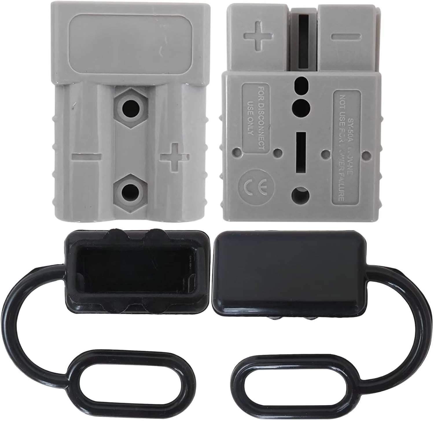 50 Amp 10 Pcs Anderson Plug Connector Replacement for 6AWG with Dust Cover, Wire Harness Plug Kit for 12/24V DC Power Auto Solar Electrical Devices, Grey image number 2