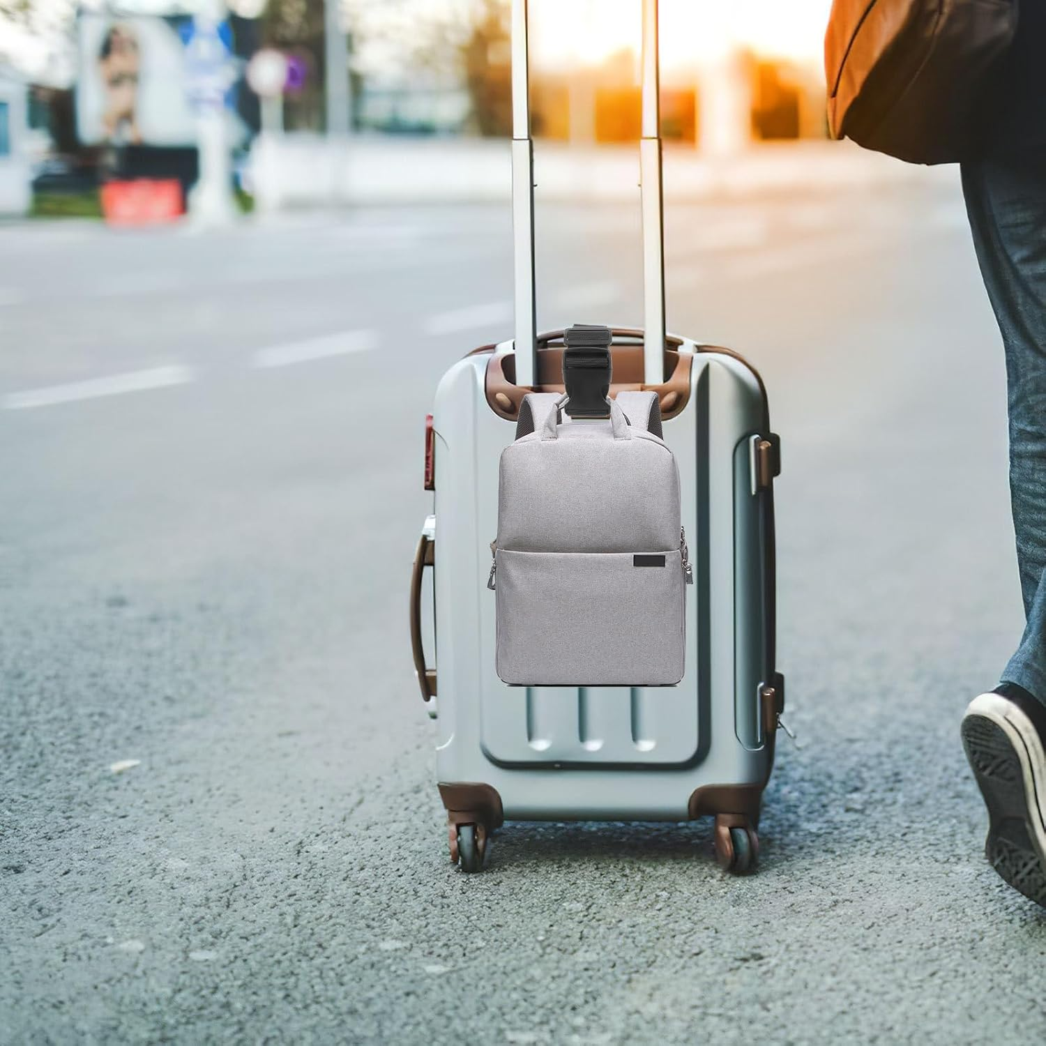 ULDIGI 4 Pcs Adjustable Luggage Straps for Travel Plastic and Fabric Suitcase Connector Bands Flexible Backpack and Suitcase Strap to Secure Multiple Bags Together