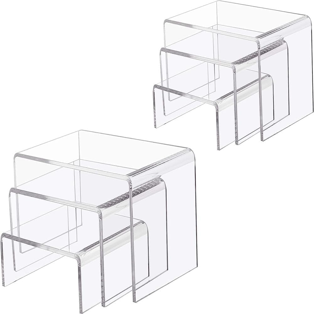 DACUAN Acrylic Display Riser Set - 6 PCS U-Shaped Clear Rectangular Stands for Candy, Dessert, Cupcakes, Collectibles - Shelf for Display