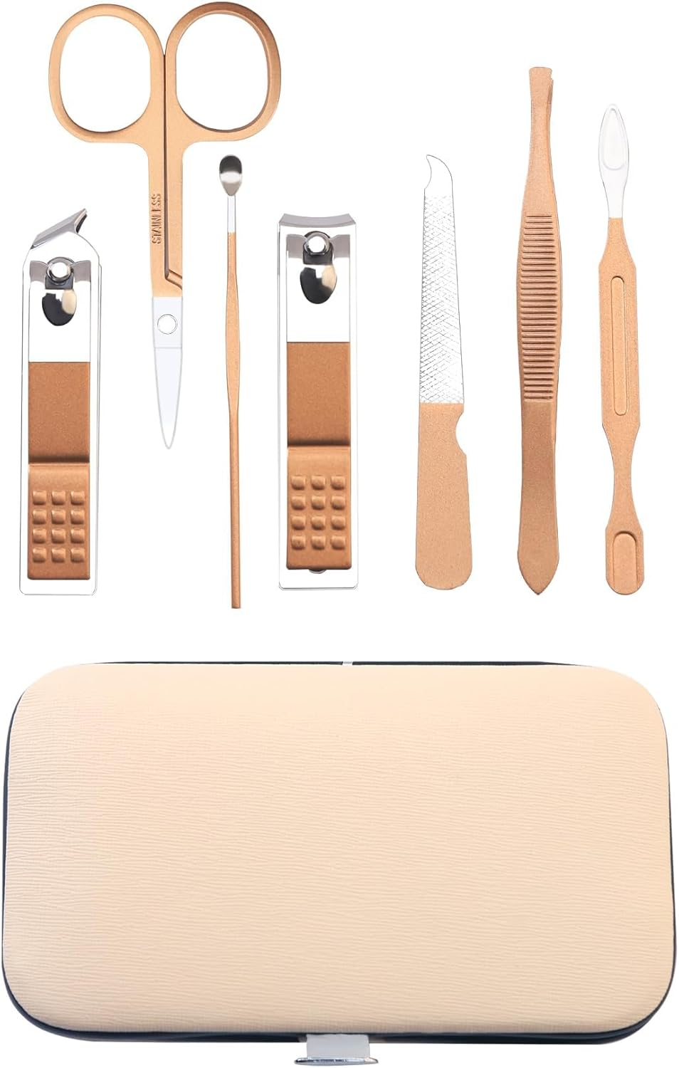 Manicure Set, 7-In-1 Christmas Rose Gold Stainless Steel Nail Clippers Manicure Set, Men'S Care Set, Nails Doing Yourself, Cuticle Remover for Ingrown Toenails and Thick Nails, for Travel and Home image number 5