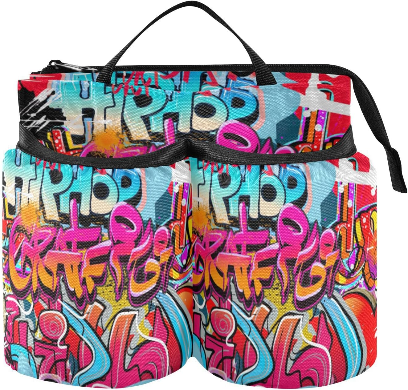 Cup Holder Suitcase Multifunctional Graffiti Wall Urban Hip Red Travel Accessories for Suitcase Travel Gifts for World Travelers