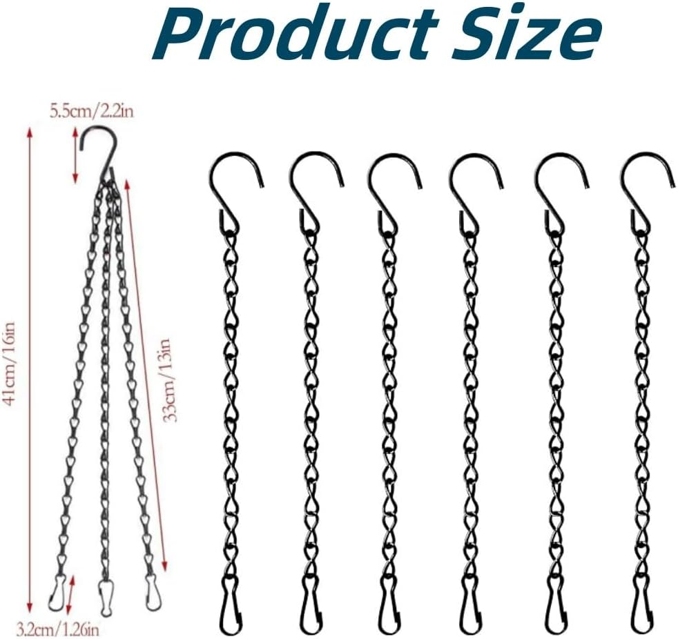 Fabselection Garden Plant Hangers, 9.5Inch Hanging Chain, 2 Pack 3 Point Stainless Steel Hanging Basket Chains for Hanging Bird Feeders, Birdbaths, Planters,Wind Chimes, Lanterns and Ornaments image number 1
