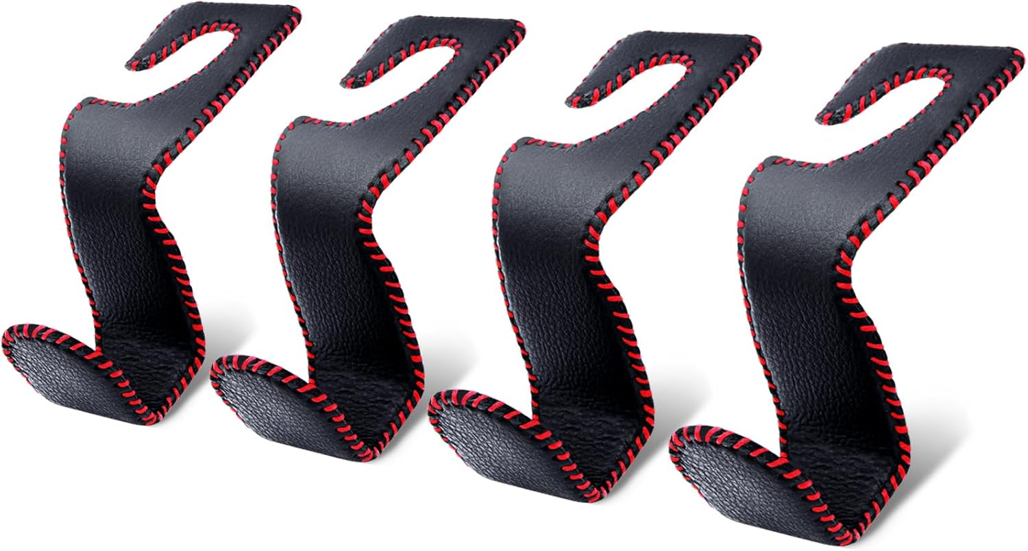 Etre Jeune Purse Hook for Car, Car Purse Holder Seat Headrest Hook Leather Vehicle Storage Hanger Hook for Purses and Bags, 2 Pack Black