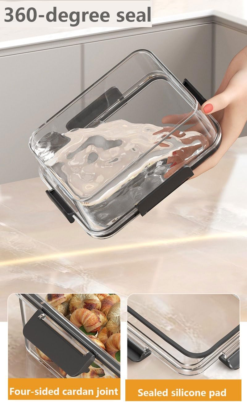 YHIXYUNAZ 12Pcs Airtight Glass Food Storage Containers with Locking Lids &ndash; Leakproof, Microwave Food Containers, Lunch Box for Kitchen Storage & Organisation image number 3