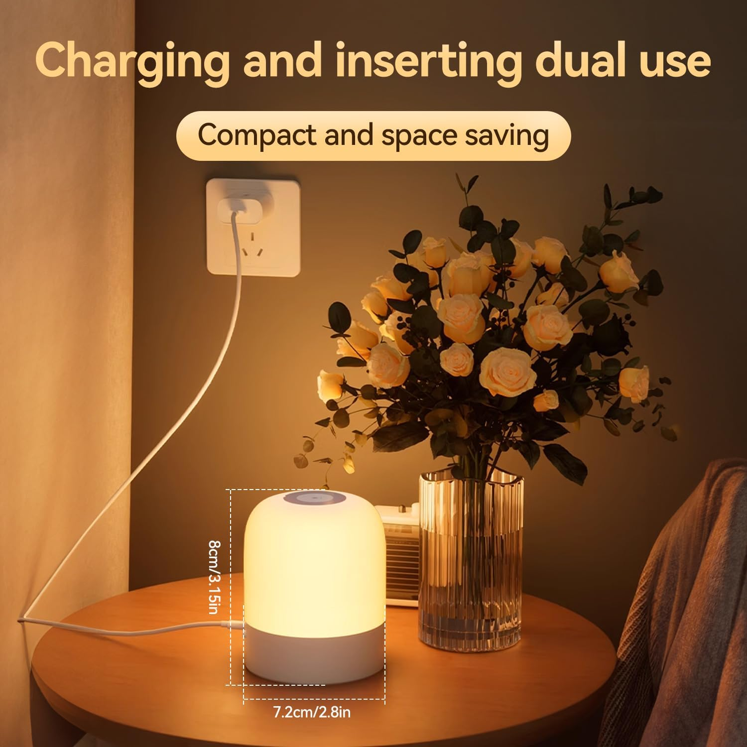 Baby Night Light for Kids 3 Lighting Modes Touch Light USB Rechargeable Lamp Portable Light for Bedroom image number 2