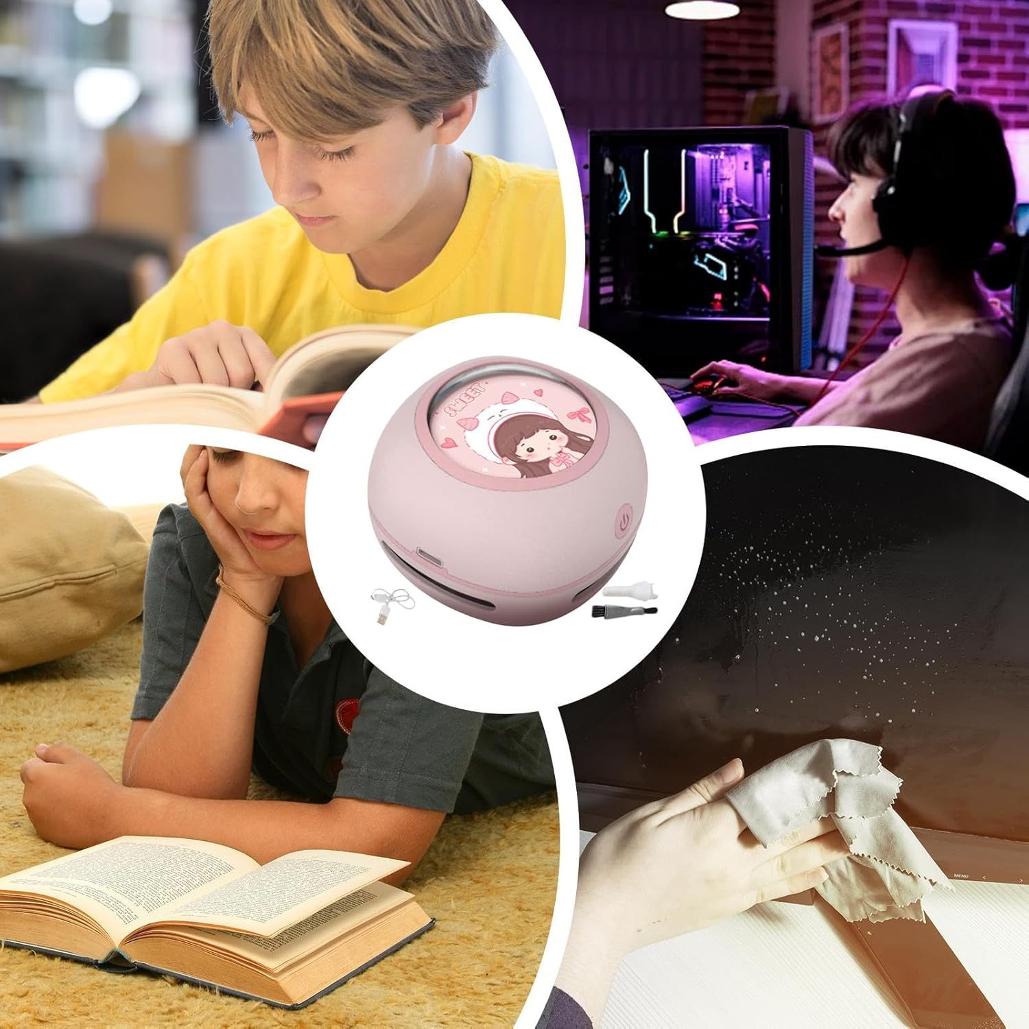 Desk Vacuum Cleaner, Small Table Duster, Portable High Suction Device, 3.15X3.15X2.76 Inches, Compact Cleaning Tool, Ideal for Home, Travel, School, Vanity, Kitchen image number 1