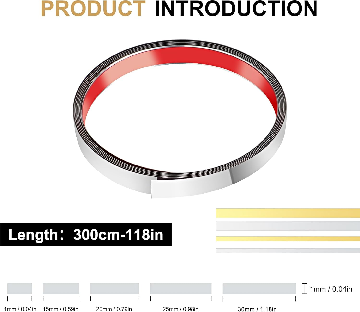 2Cm-300Cm Peel and Stick Moulding,Self-Adhesive Tile Trim Stainless Steel,Flexible Edging Strip Gold Metalized,Moulding Trim Corner Trim for Mirror Frame Ceiling Cabinet Tile Fireplace（Silver） image number 5