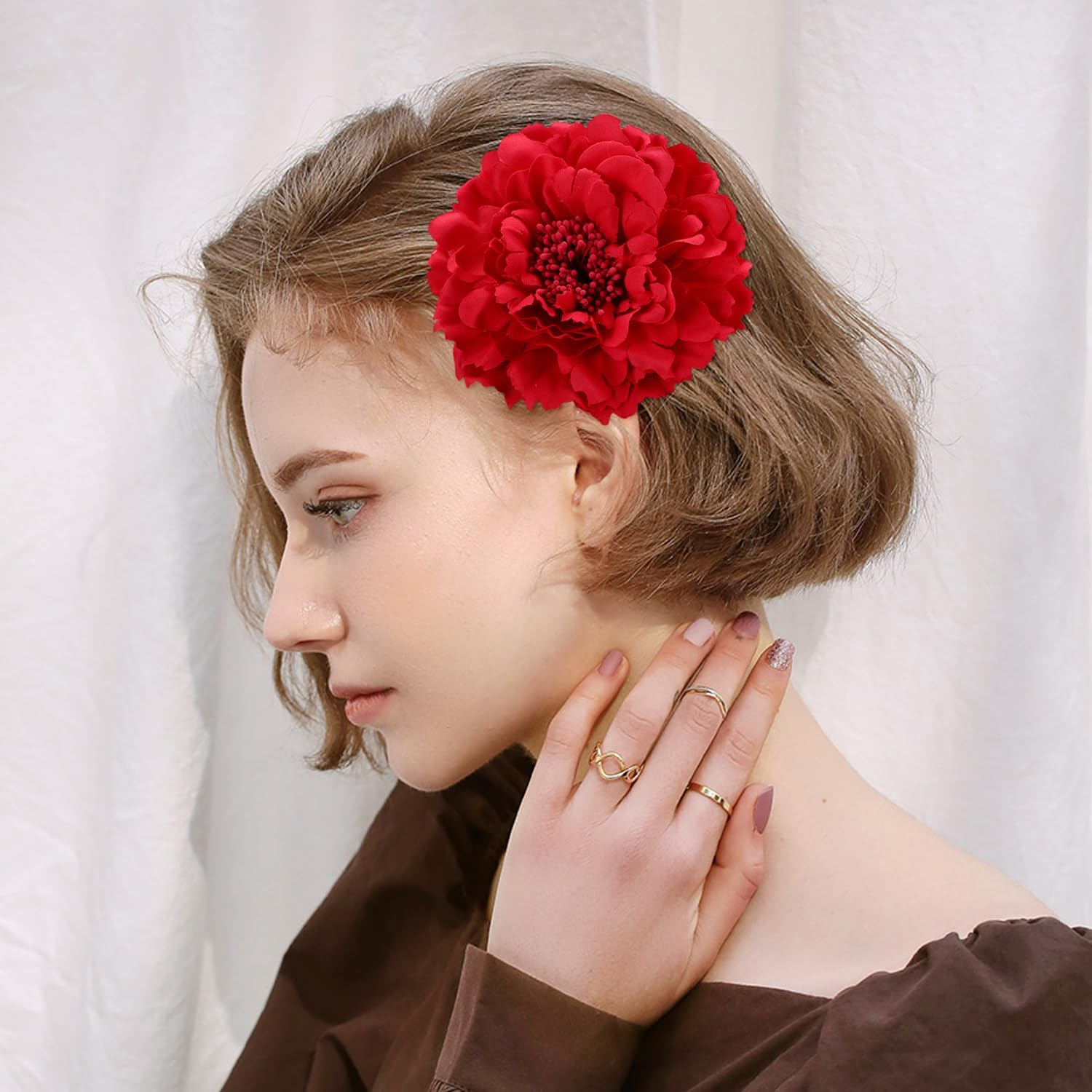 2 Pieces Simulated Flower Hair Pin, Eleer Hairpin, Decorative Hair Pin with Hairstyles, Suitable for Parties, Weddings, Travel. image number 4