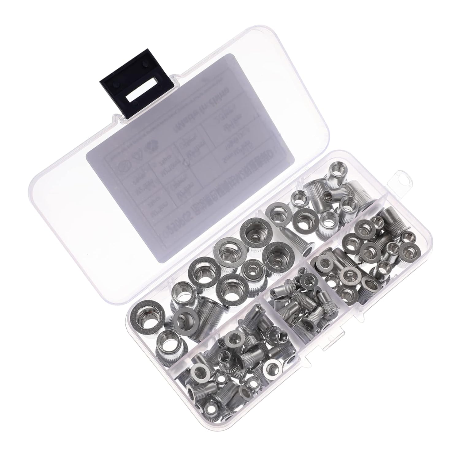 PLAFOPE 100Pcs Aluminum Pull Cap Rivet Nut Insert Assortment for Bicycle Accessories Threaded Insert Riveted Nut Aluminum Alloy Flat Head image number 5