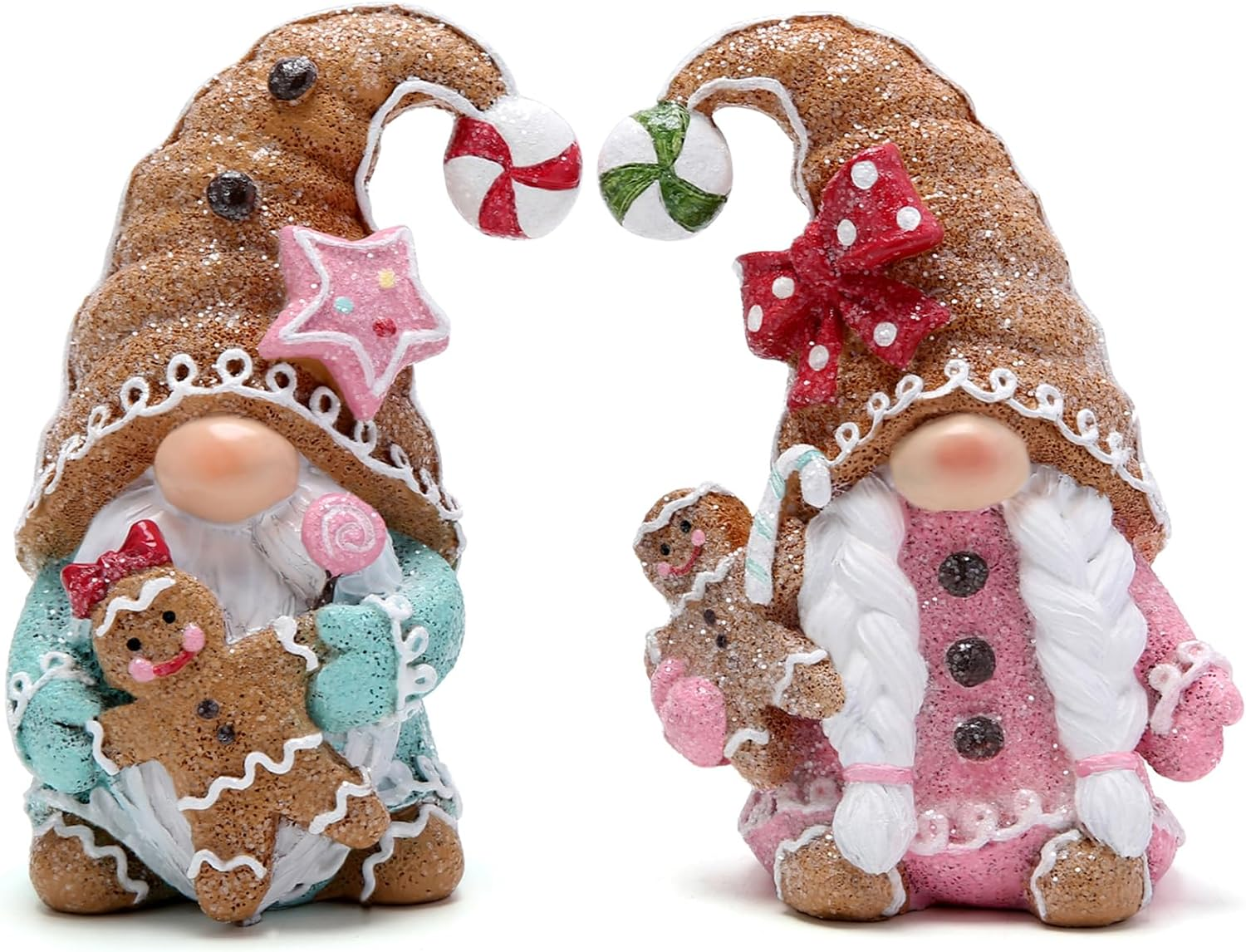 Hodao 2 PCS Christmas Gingerbread Man Gnomes Decorations Xmas Swedish Tomte Gnomes Figurines Decor Handmade Gingerbread Man Elves for Xmas Gift - Christmas Party Home Decor (Multicolor) image number 5