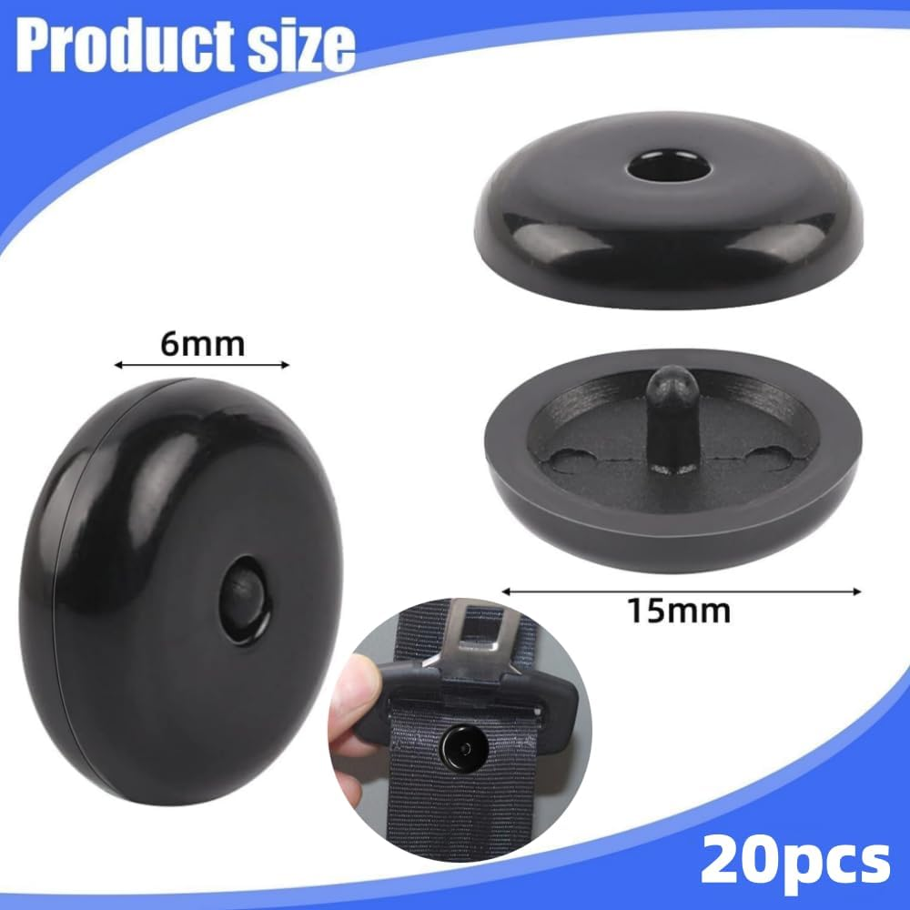 20 Seat Belt Button, Universal Fit Seatbelt Stopper, Buckle Clip Stop Button for Car, Truck or SUV Seat Belt image number 3