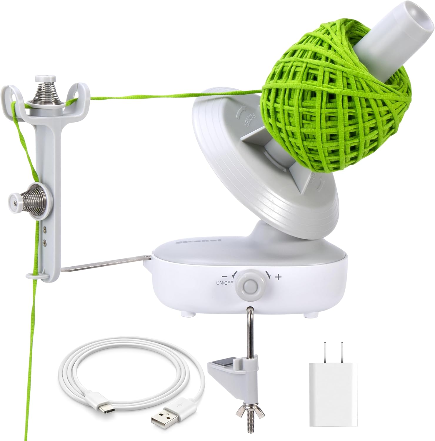 Etcokei Electric Yarn Ball Winder for Crocheting, Strong Tension Stepless Speed Make Compact Cake, Automatic Yarn Spinner Wool Roller, Ideal Helper for Knitting Lovers