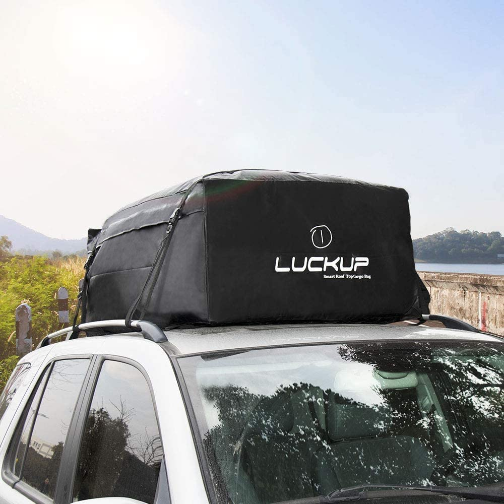 KELIXU Rooftop Cargo Carrier Bag Durable 100% Waterproof,Fits All Cars with Rack or No Rails, 4 Heavy Duty Wide Straps and Buckles, Black, 235Kg,0.52 Cubic Meter image number 4