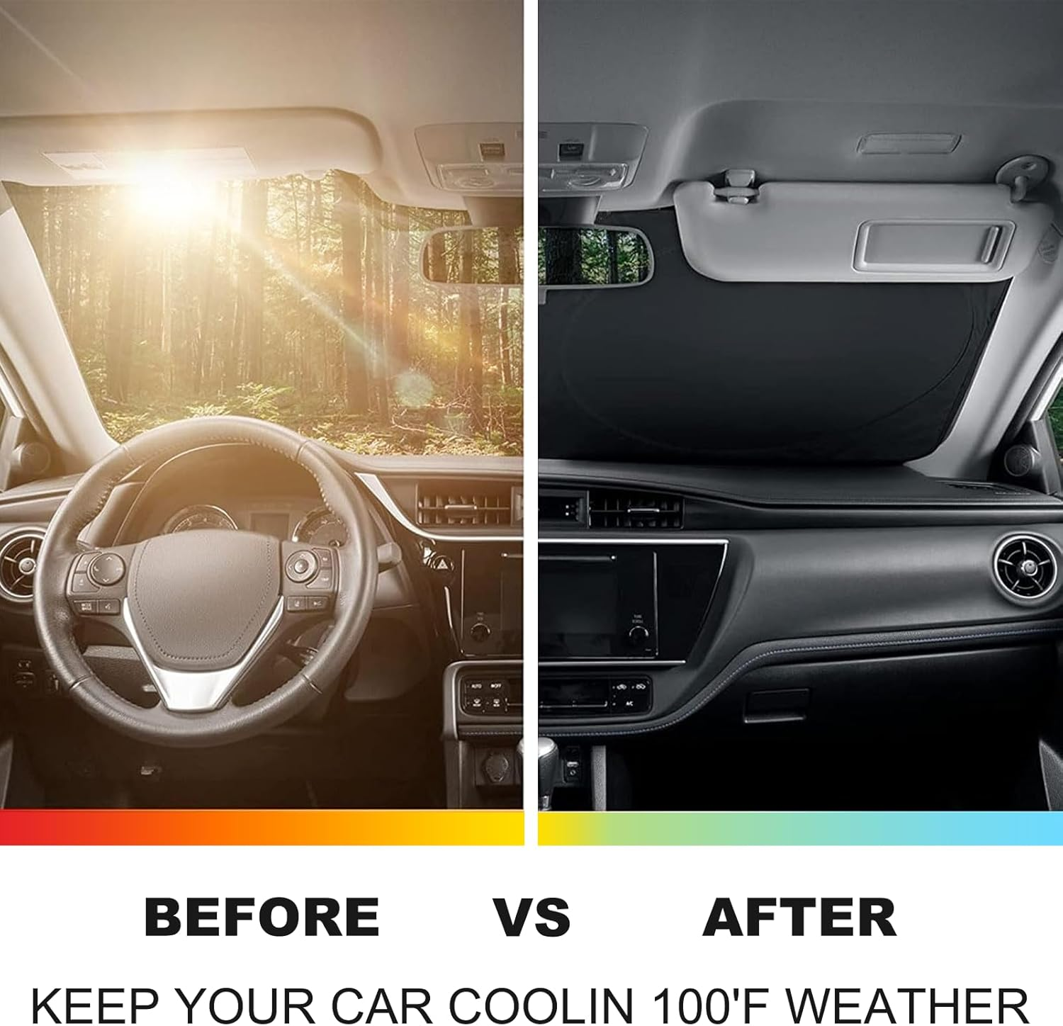 Windscreen Sun Shade Compatible with Toyota Land Cruiser LC300 2022-2025 Accessories | Reflective Windshield Cover Window Shade | UV & Heat Blocking Cover image number 1