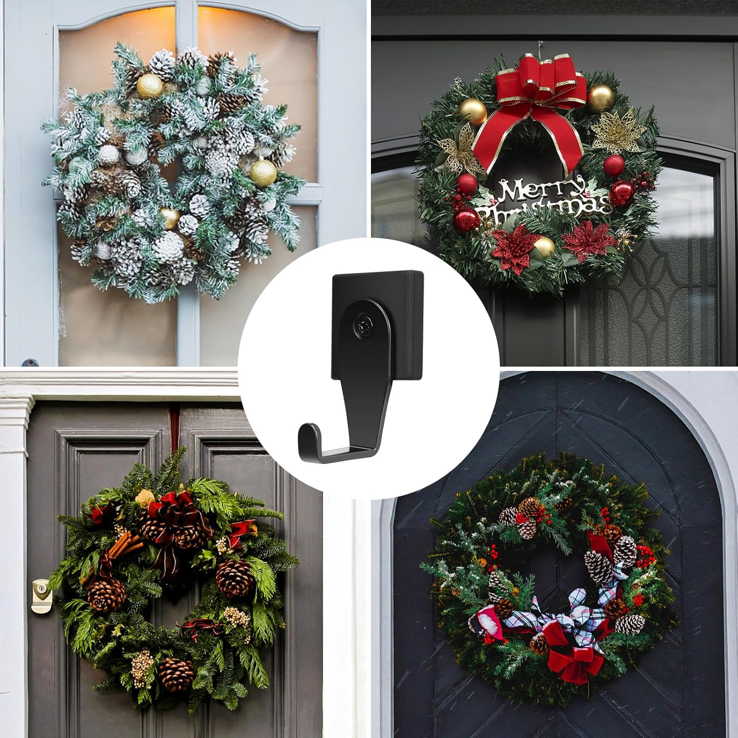 FYY Magnetic Wreath Hanger - 2 Pack Heavy Duty Magnets with Hook for Refrigerator Christmas Decoration Magnetic Hooks for Metal Front Door, Cruise Hook Hanger for Hanging Cabins Grill Coat Sqpattern 1 image number 1